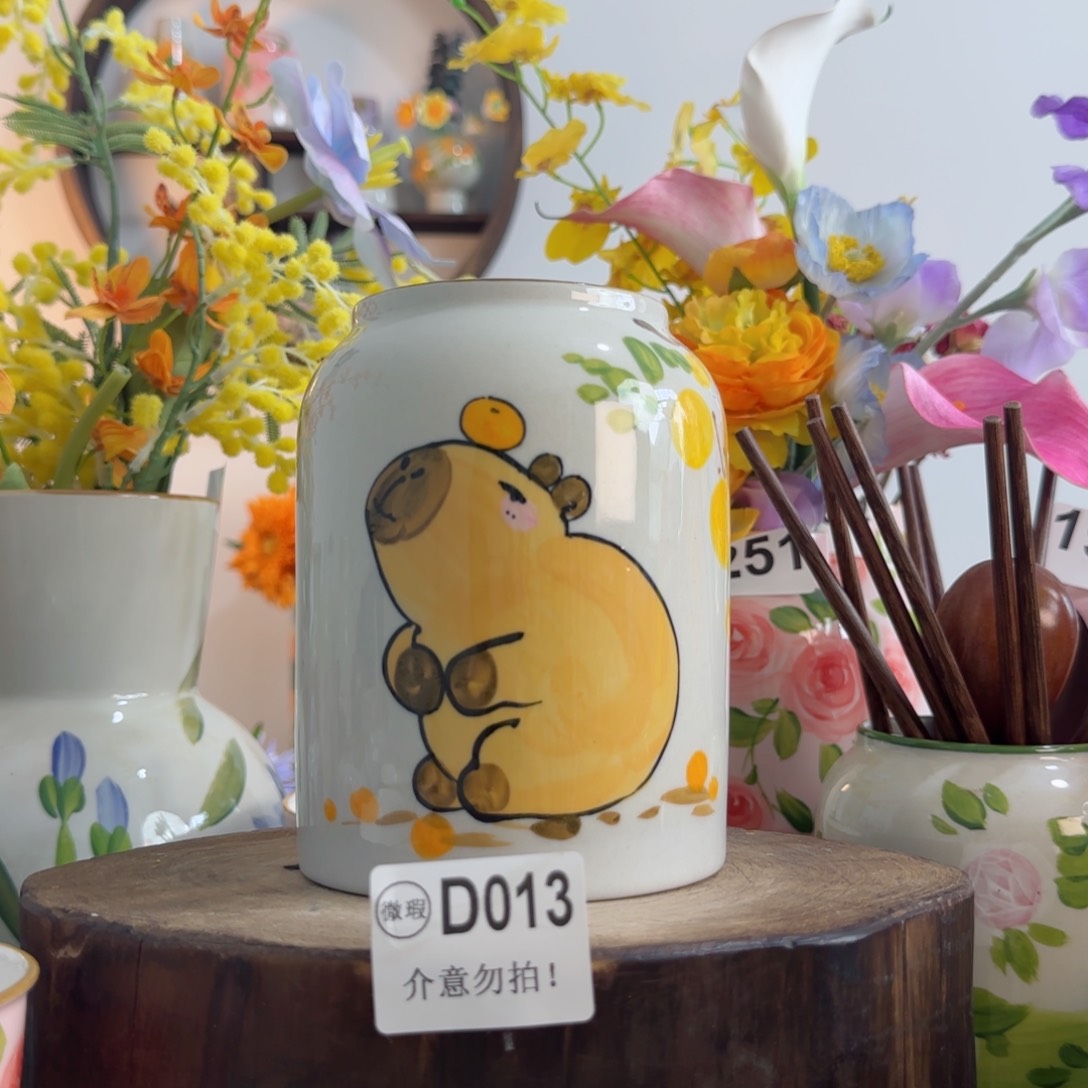 摆件景德镇手绘陶瓷花瓶摆件无孔