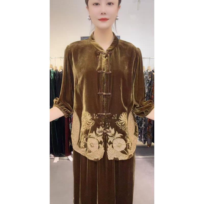 中老年桑蚕丝380裙子宽松大码女装时尚气质款