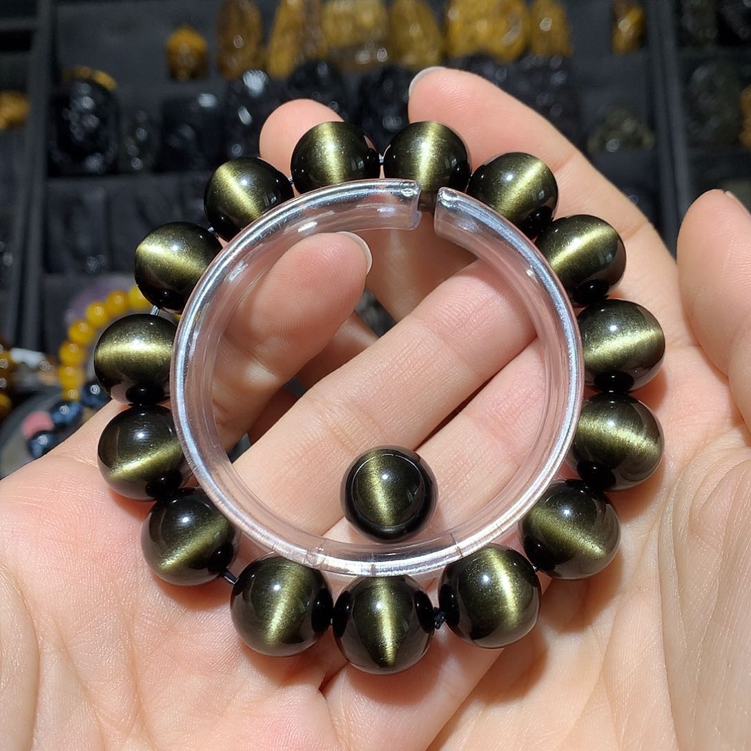 黑曜岩手链未镶嵌银*定制