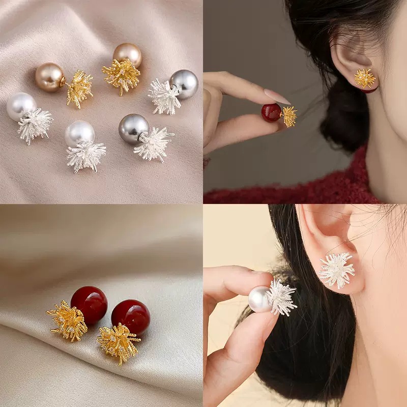 925银耳饰 925烟花耳钉一款两戴轻奢高级感气质蒲公英绝美百搭