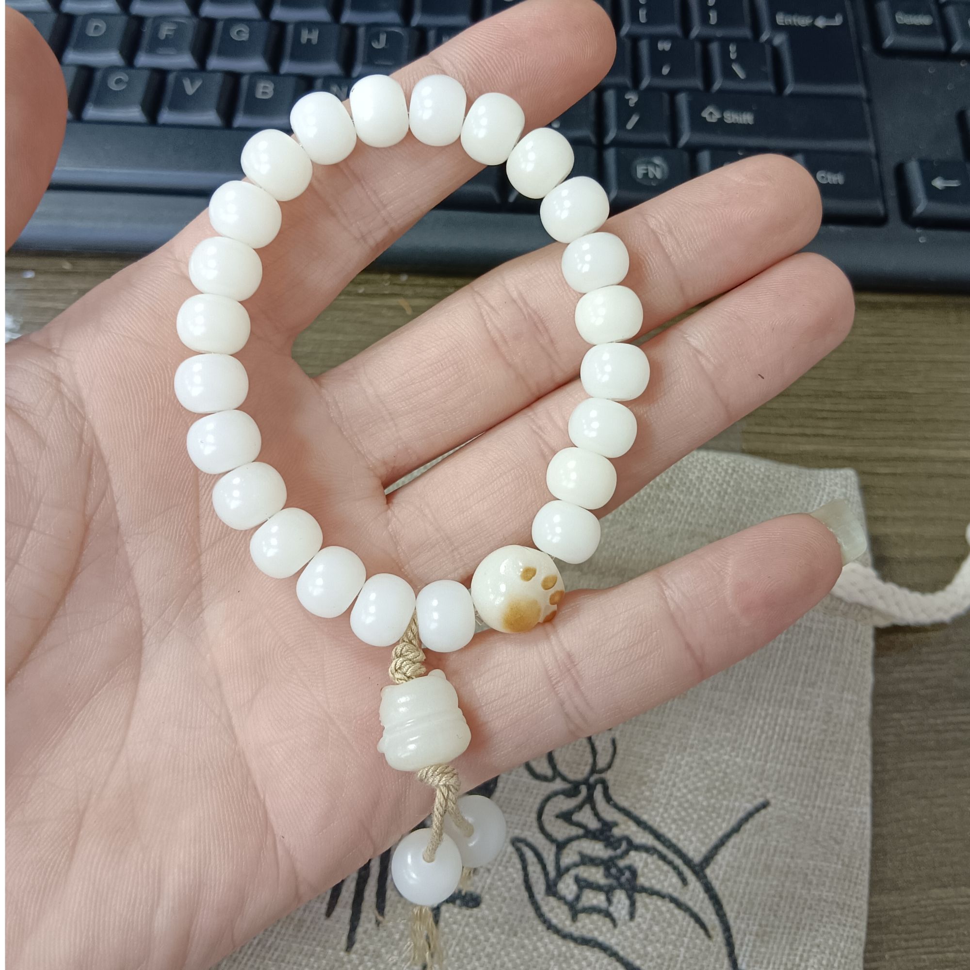 非金属木质手链 A15菩提猫爪手串男女文玩绕指柔猫咪吊坠盘珠盘玩