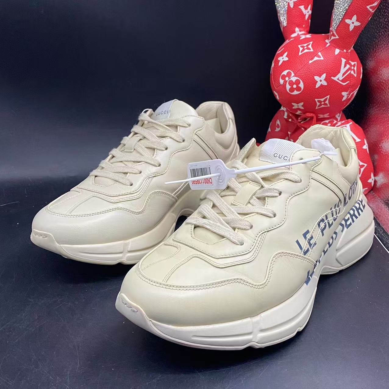 95新 GUCCI/古驰 【聚星优选】潮鞋米白色船锚老爹鞋42欧码cat609