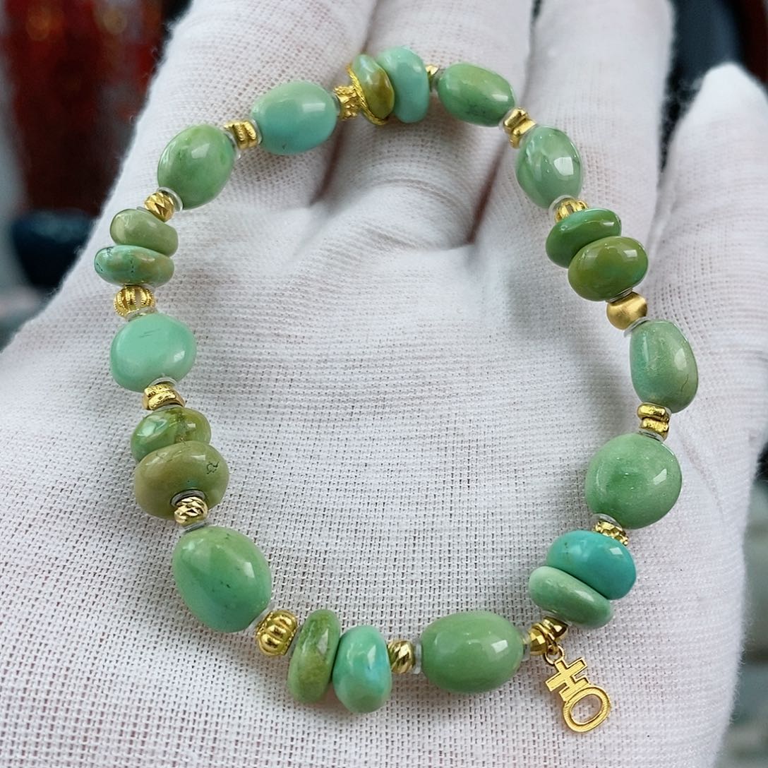 绿松石珠宝奇石18K金镶嵌