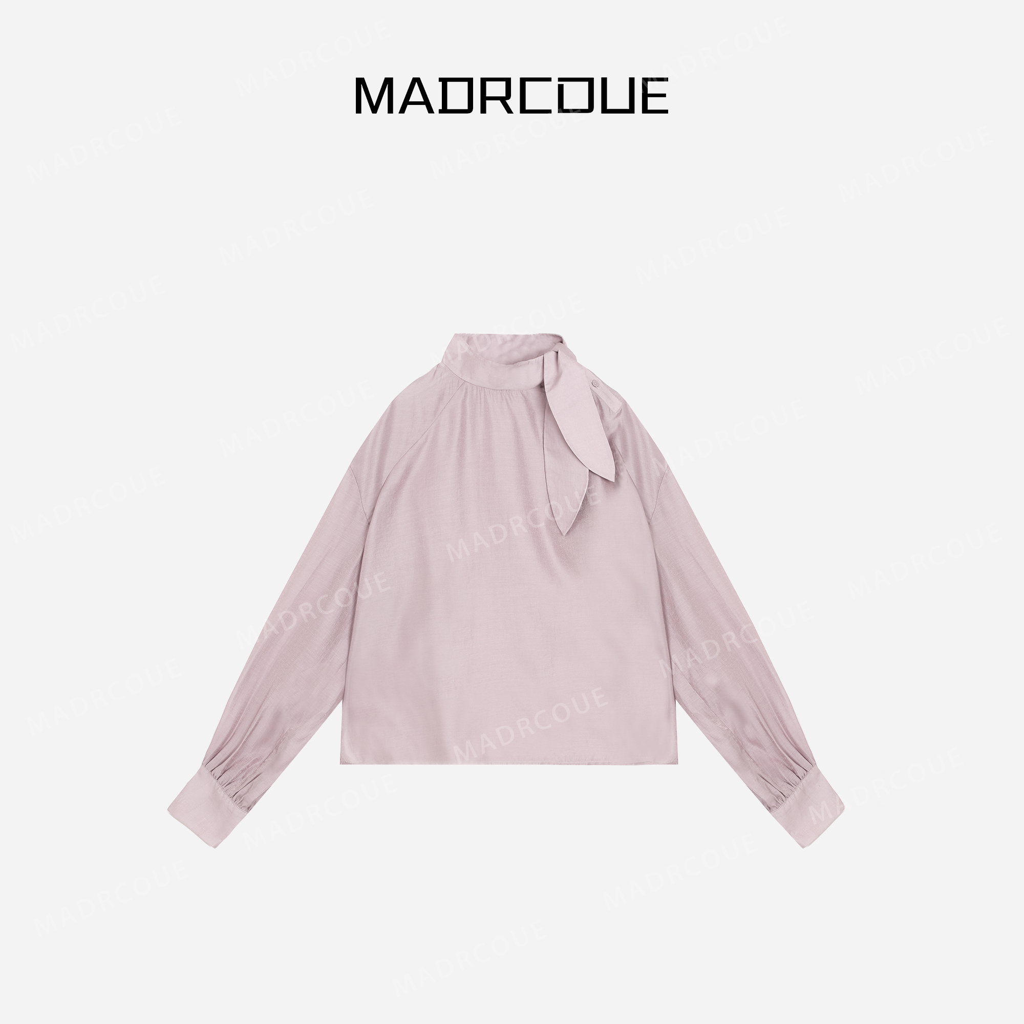 MADRCOUE 江奇怪 纯色立领飘带衬衫时尚气质百搭宽松上衣 JC8013