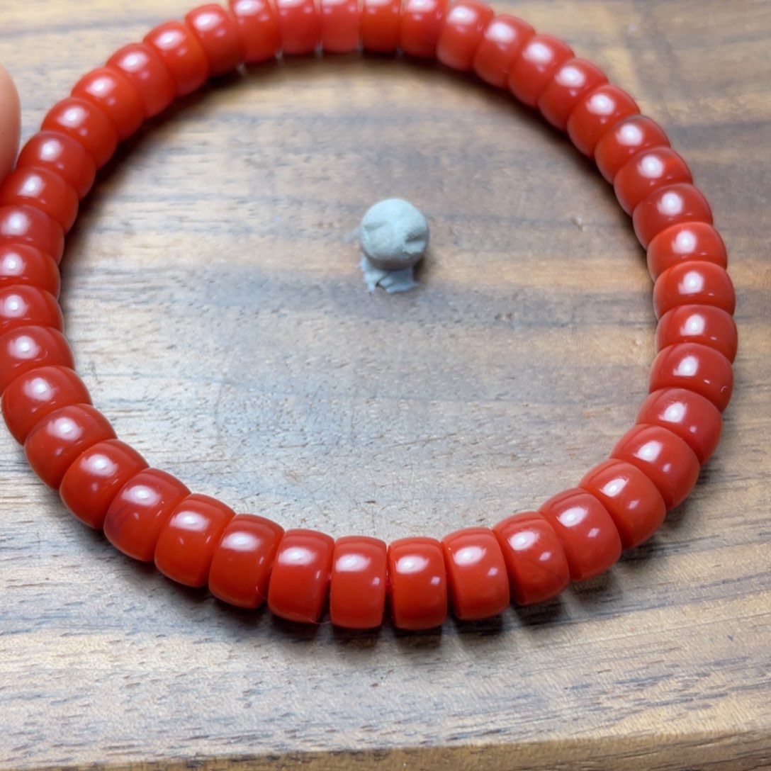 南红玛瑙7mm锦红药片单圈未镶嵌1*