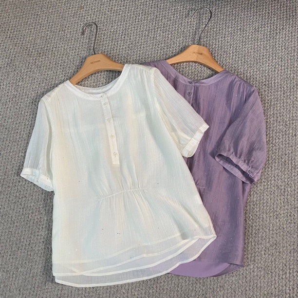 【墨涵精选】星空拼接时尚百搭减龄显瘦休闲衬衫25075