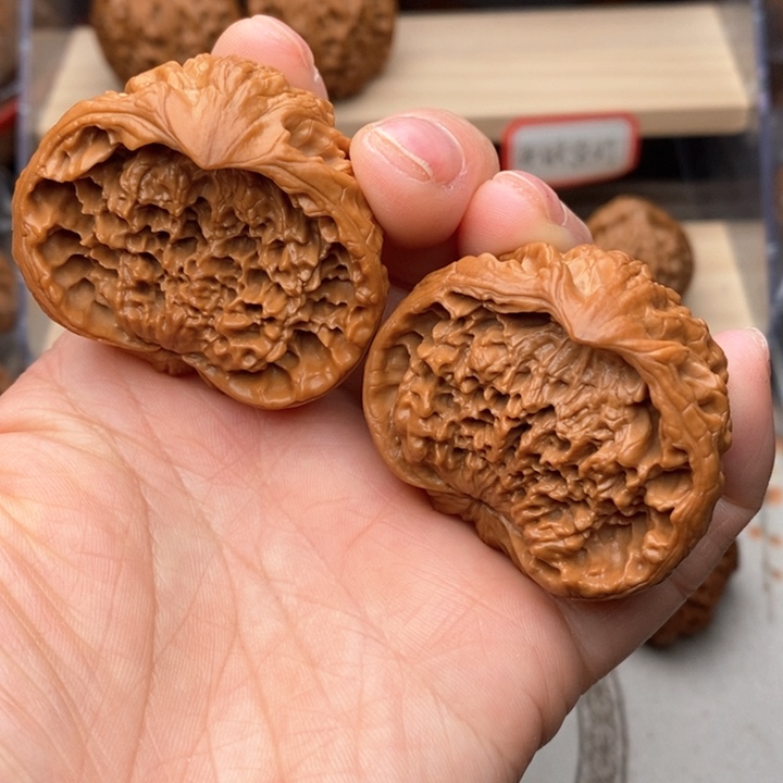 核桃把件蛇头聚宝盆核桃