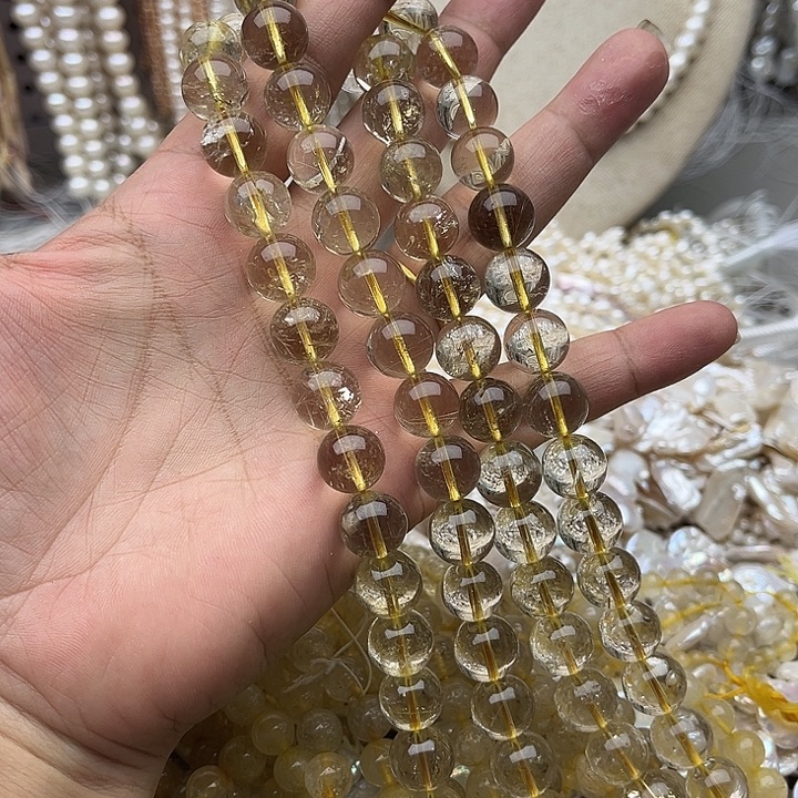 未镶嵌玛瑙/玉髓珠宝半成品一条12mm左右金发晶