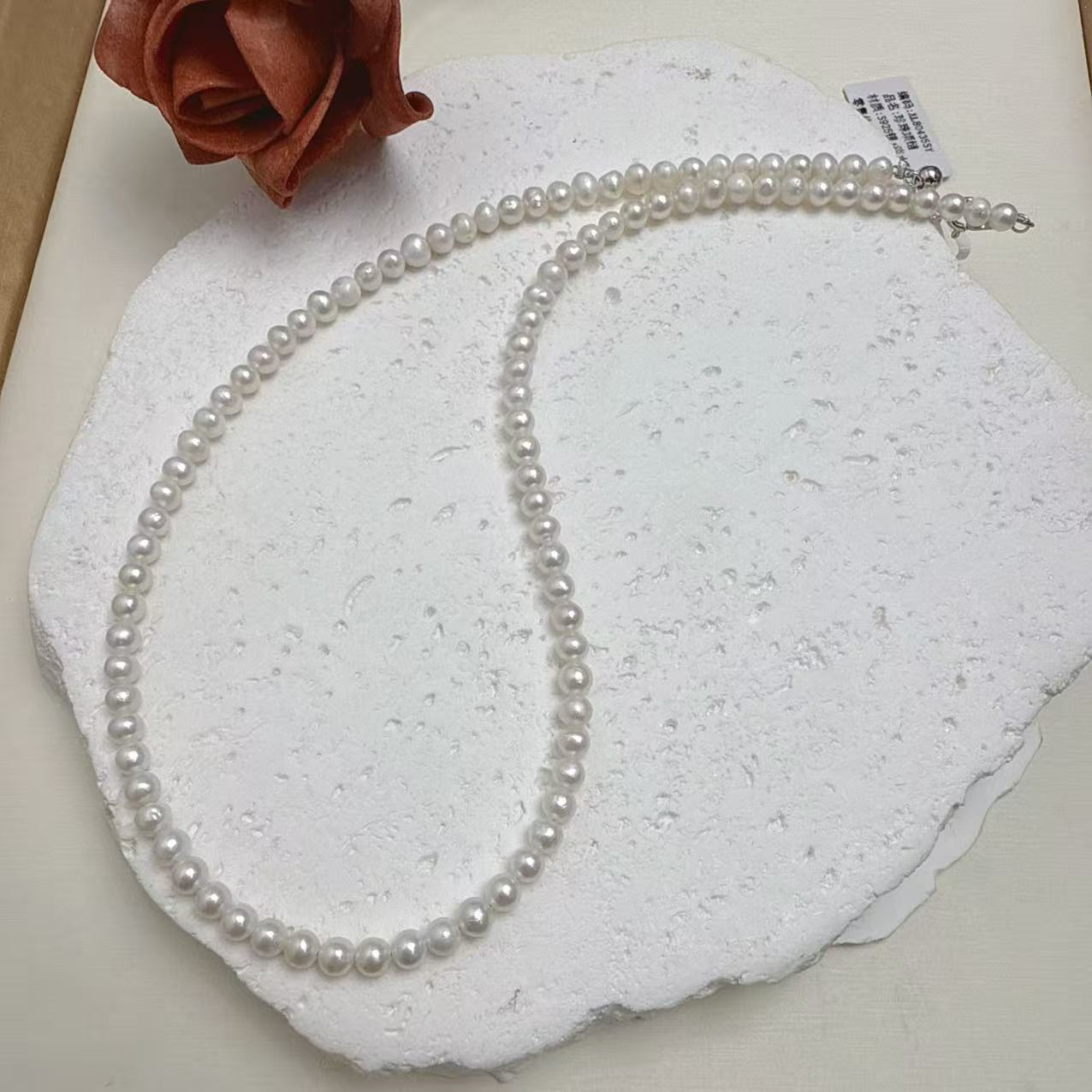 【银川素圈项链】4-5mm小米珠高级感新款锁骨轻奢颈链--XL80435SY