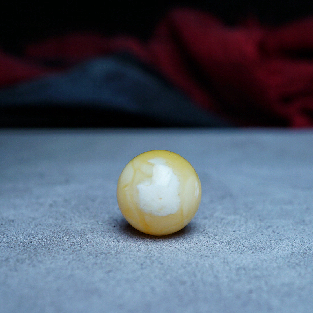 【段掌柜·15.8mm天眼妖花瓷白款】天然原矿琥珀蜜蜡圆珠