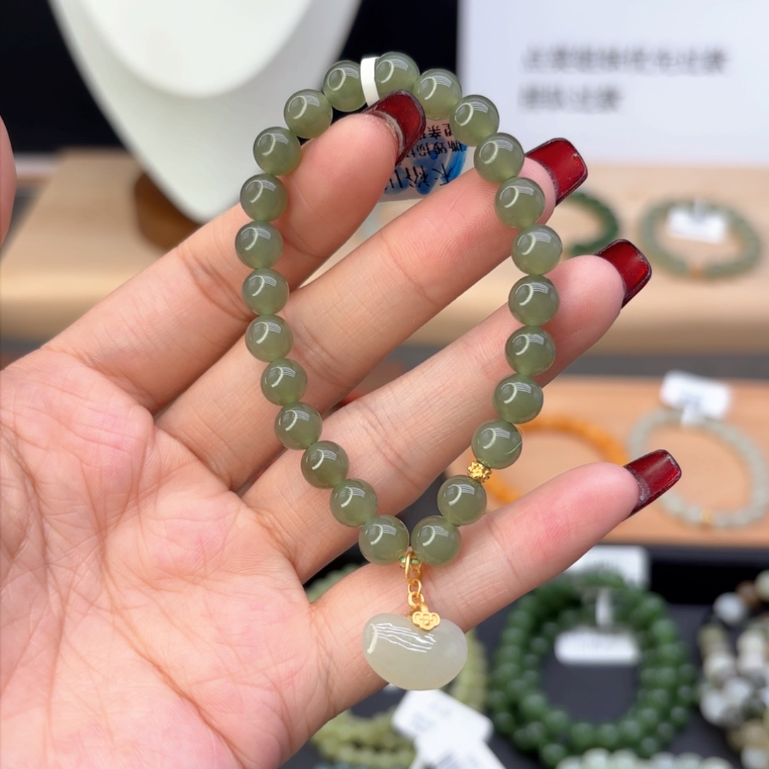 和田玉手链银S925镶嵌