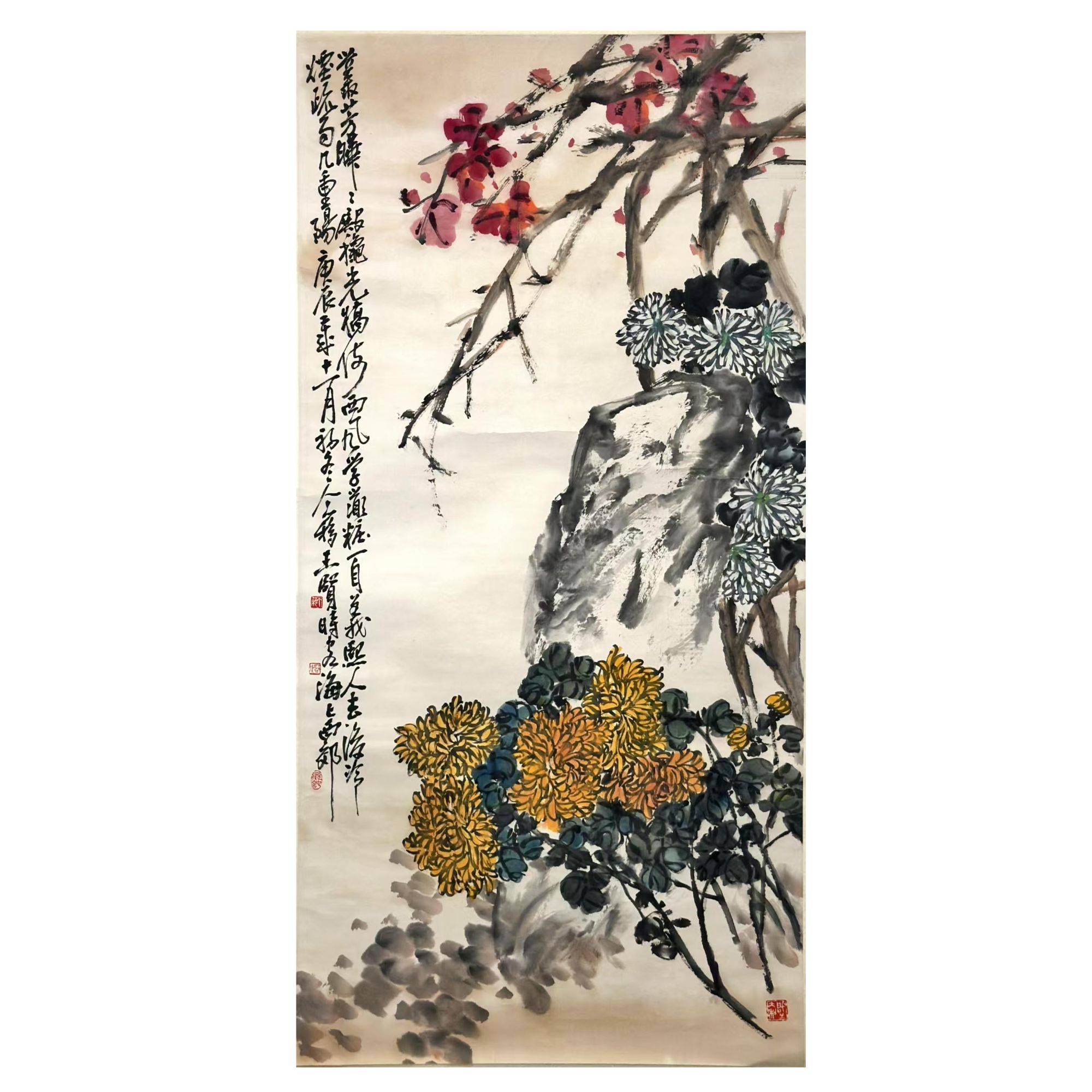 lot80 王个簃 菊石图 立轴