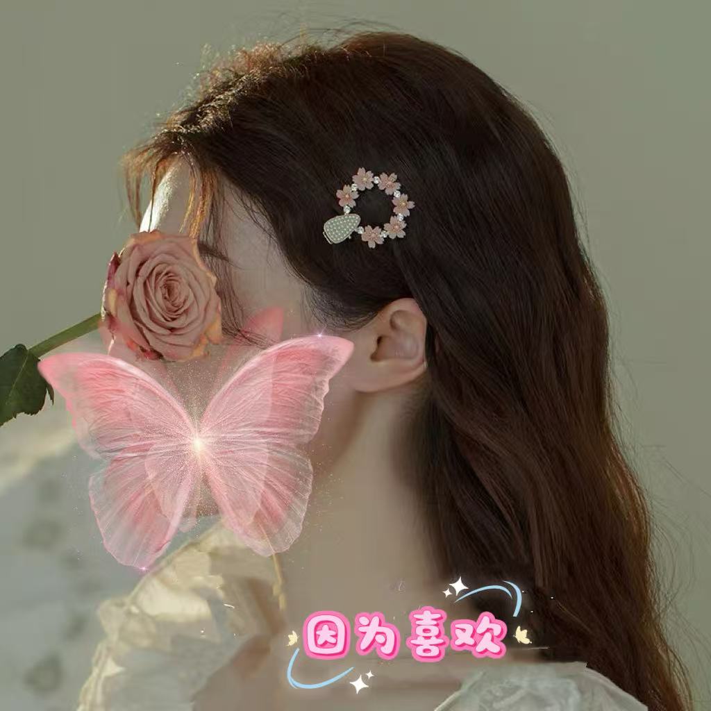 超仙花环发夹 仙女森系侧边刘海夹子小号头饰高级感少女发夹2897