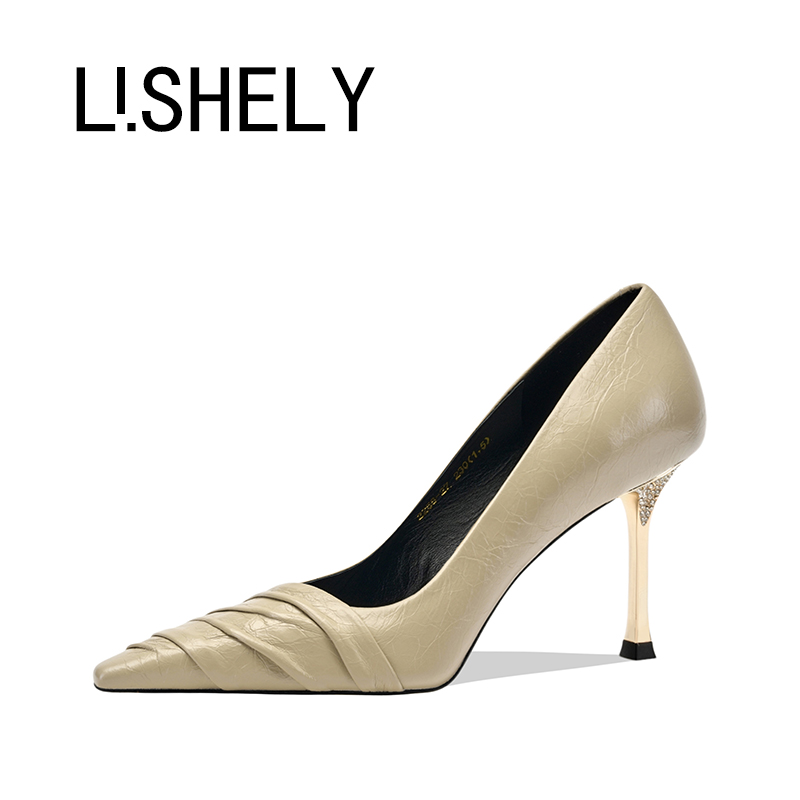 1034[瑶琴素影]尖头百搭细跟高跟鞋春季轻奢女士浅口细高跟女鞋