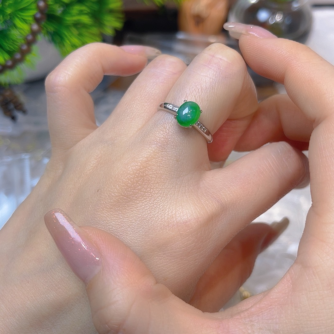 翡翠银S925镶嵌戒指