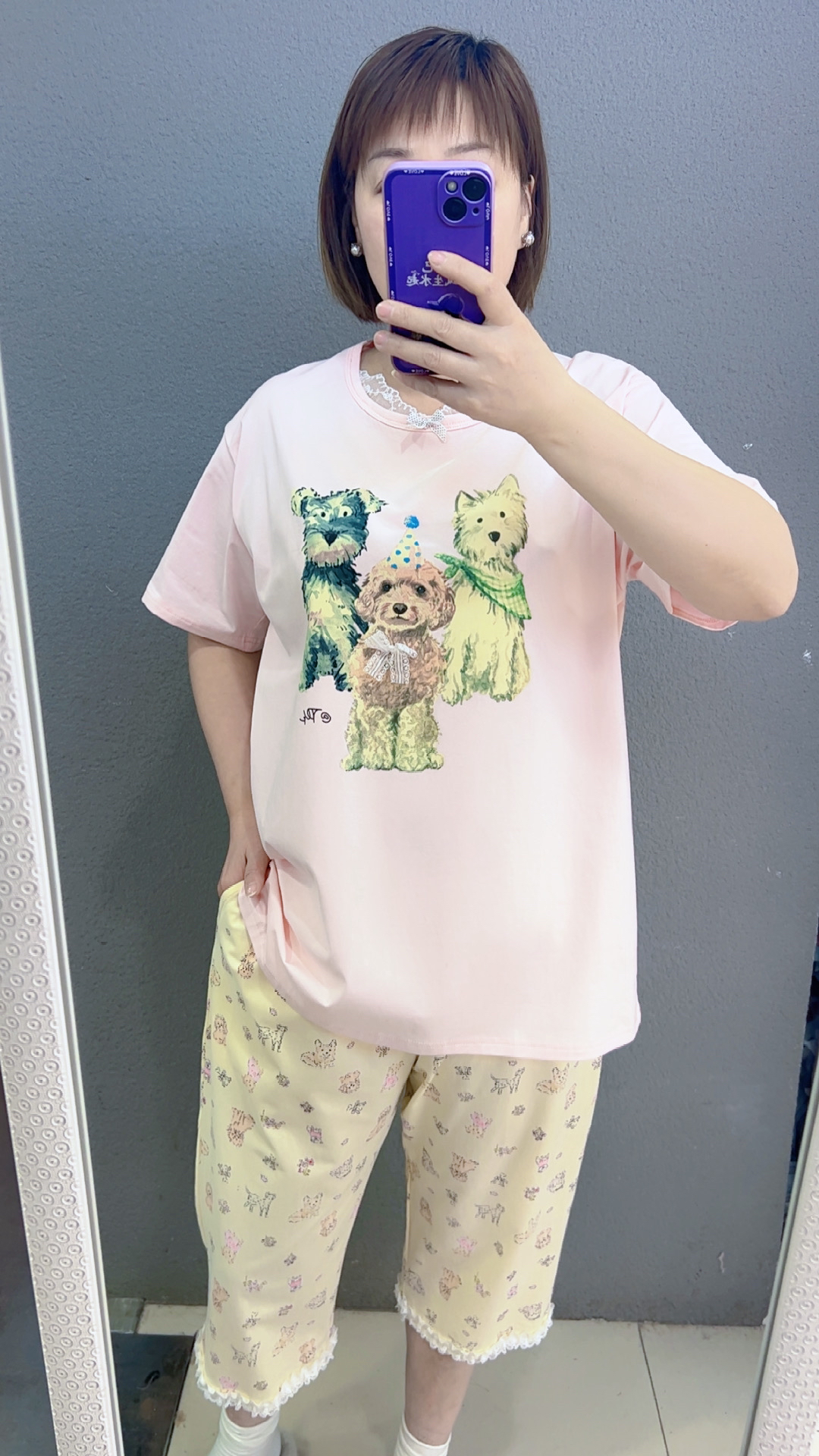 透气夏季短袖薄款睡衣家居服套装休闲卡通时尚宽松