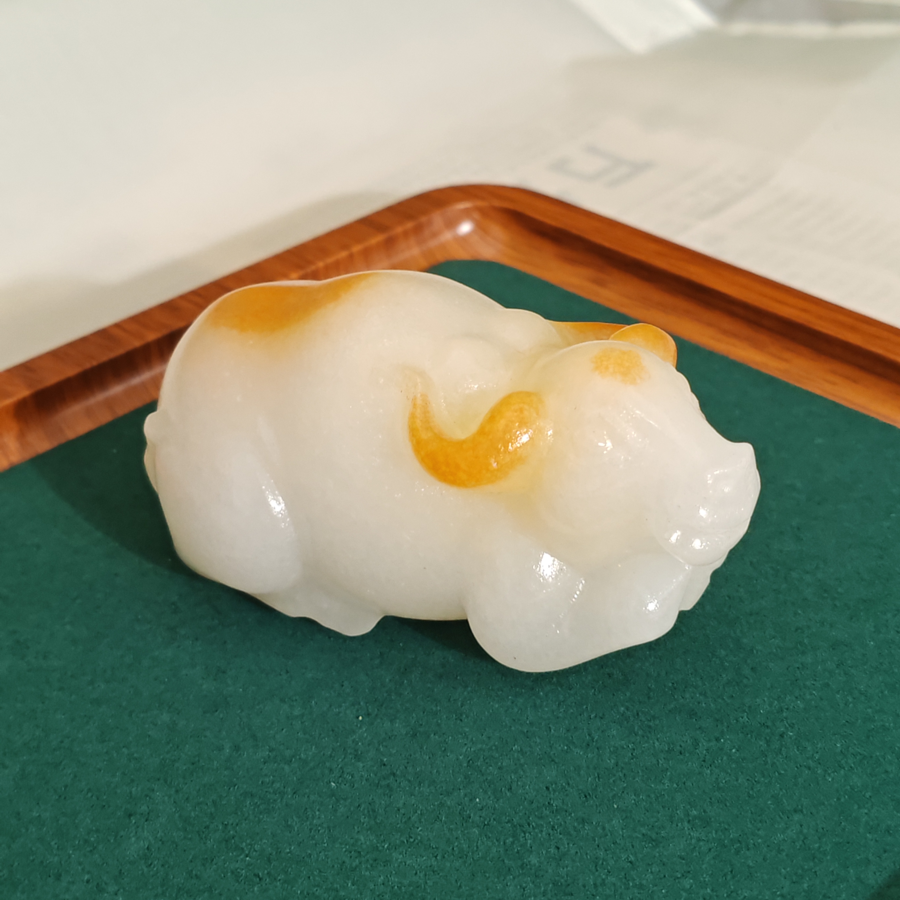 【闪购商品】满带皮卧牛手把件茶桌摆件