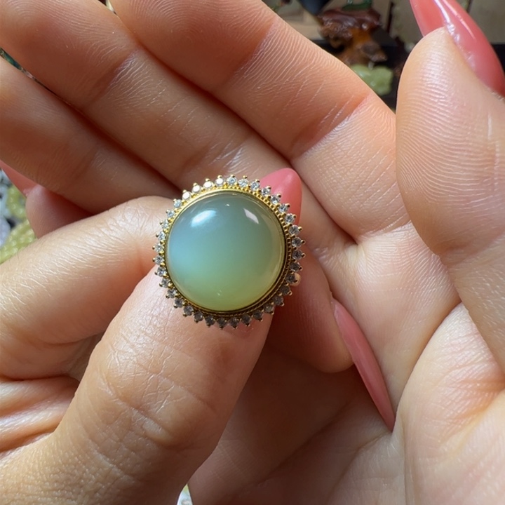 和田玉（碧玉）颈饰18K金镶嵌