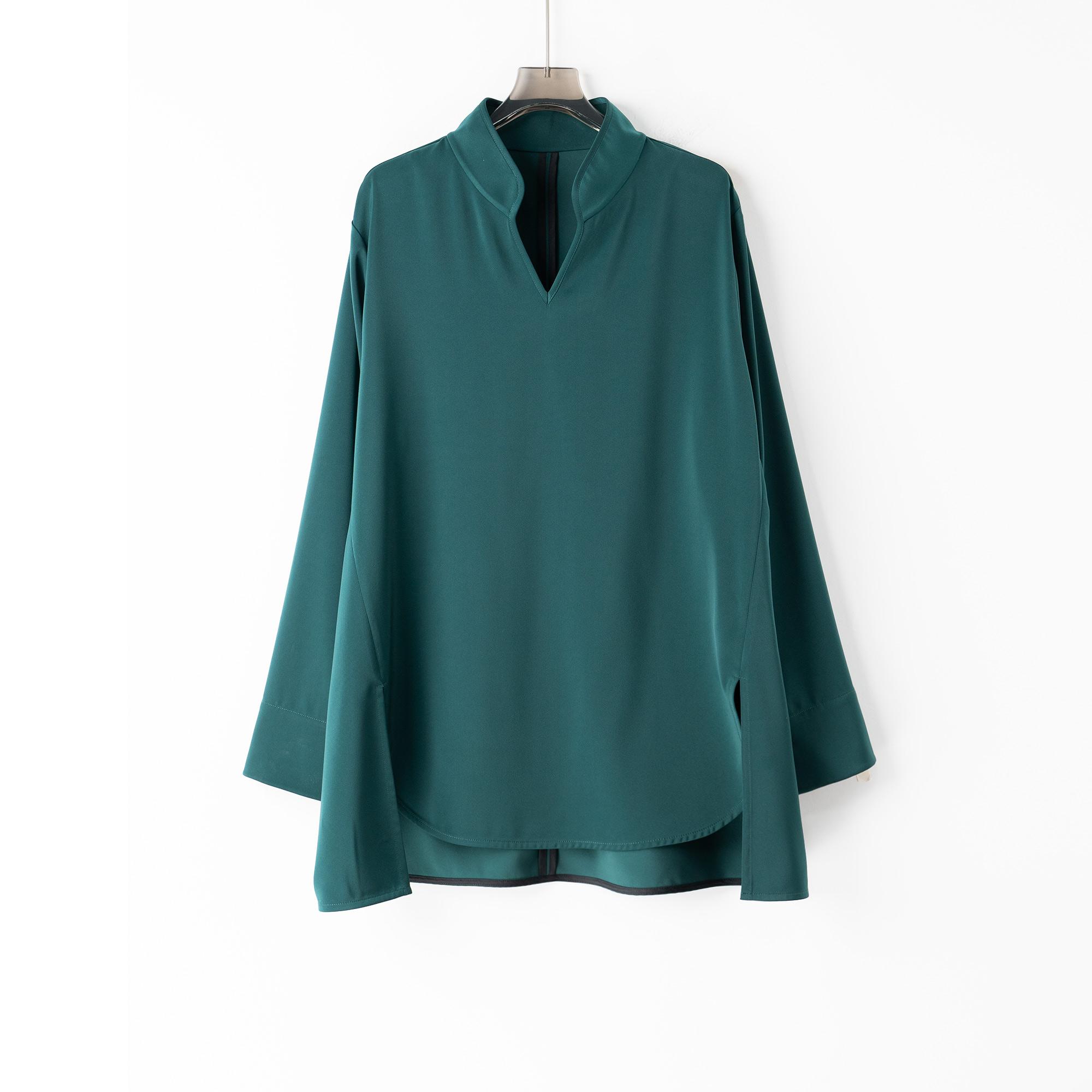 PS250238设计师款长袖春夏新款醋酸垂感面料新中式衬衫宽松遮肉