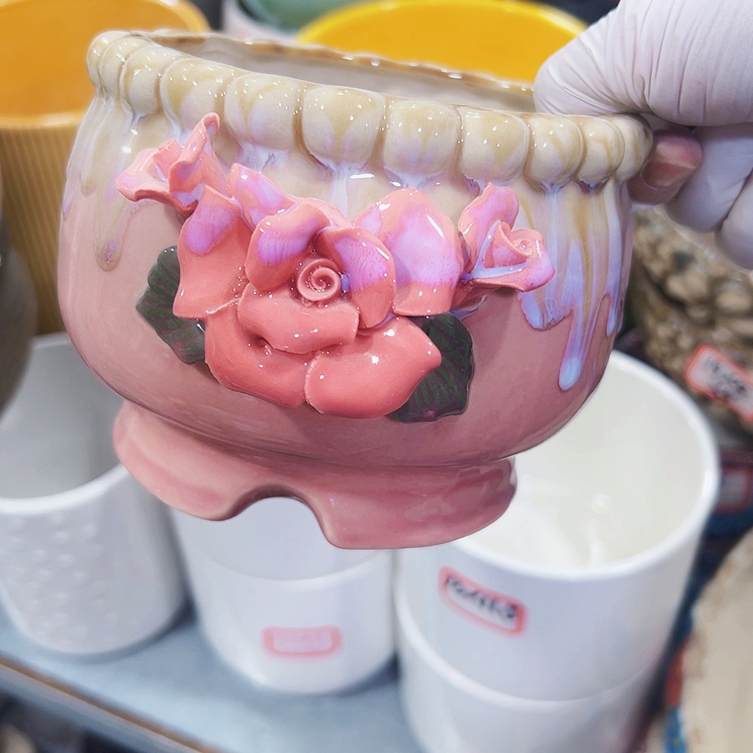 有孔外贸尾单陶瓷花盆凑单10米包邮