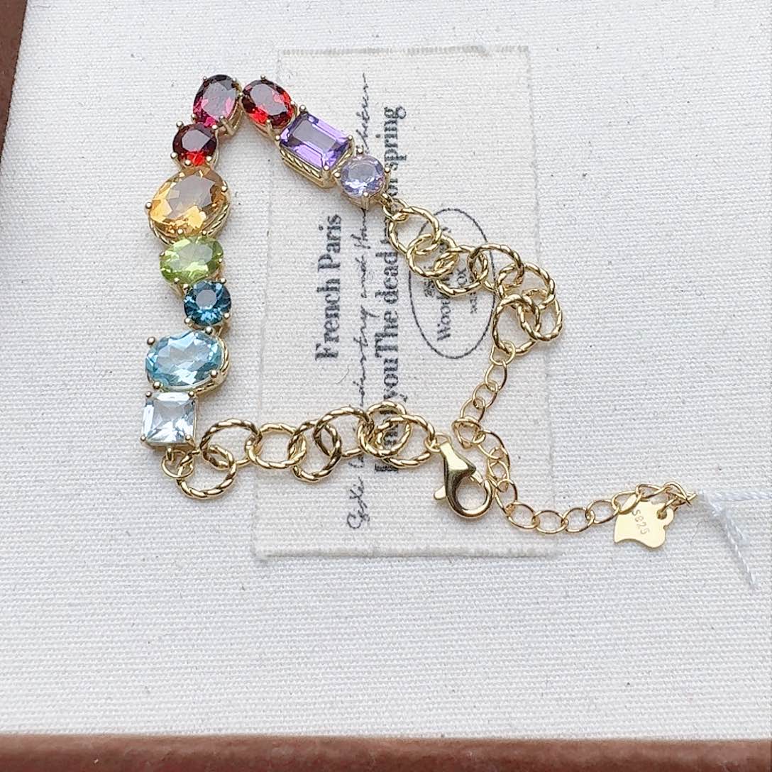 水晶手链银S925镶嵌手链