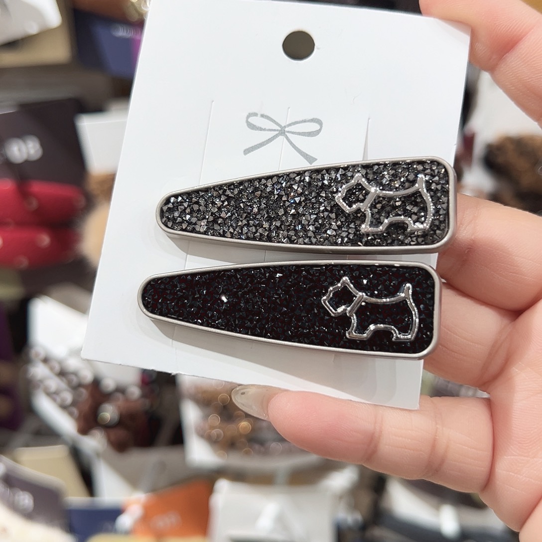 非金属砂糖小狗拼色鸭夹一对