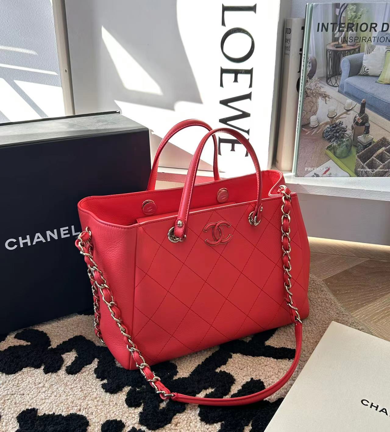 95新 Chanel/香奈儿 红色托特包 27开 28cm 11709219