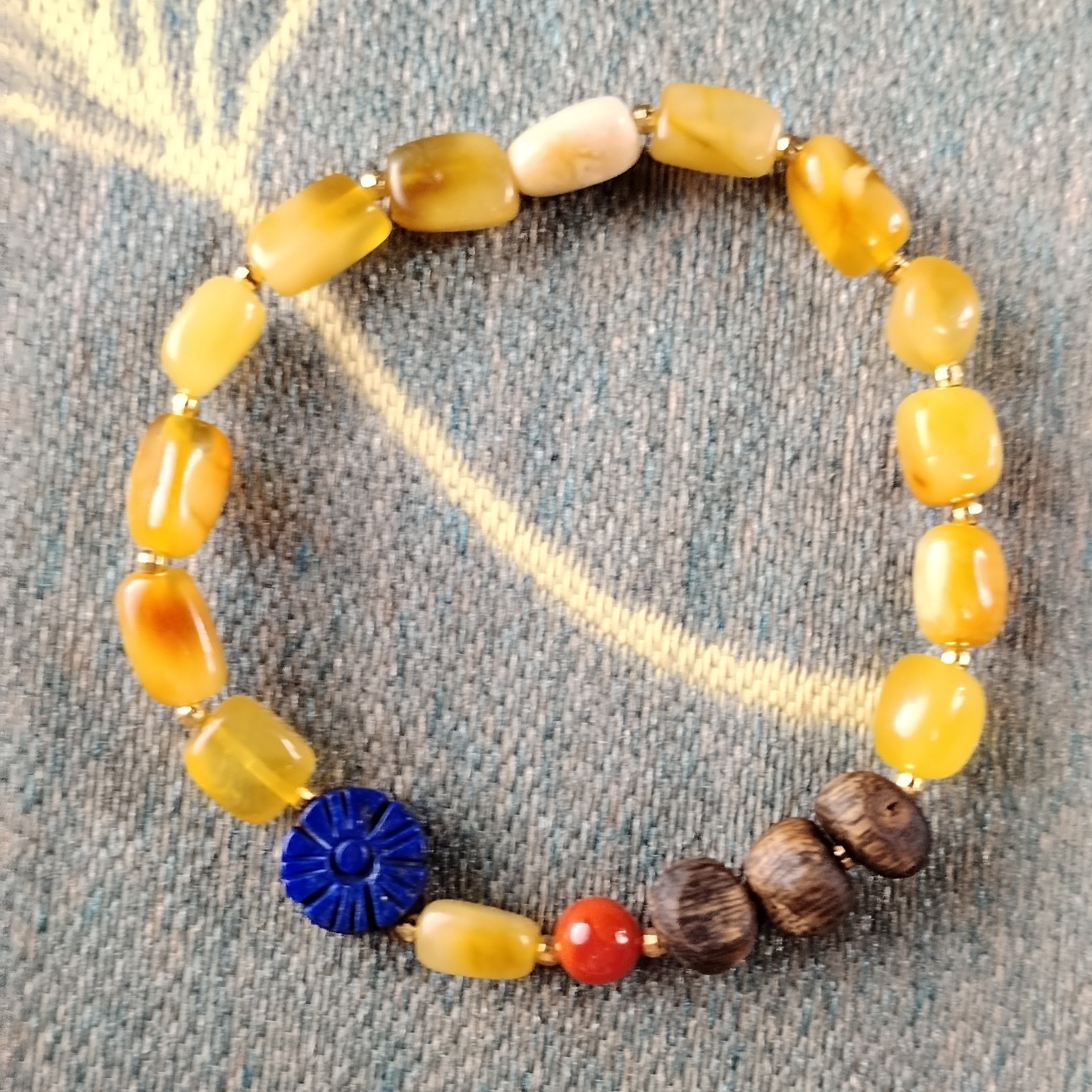 【瑞泽原创】蜜蜡文玩手串设计感南红本命年新年开运