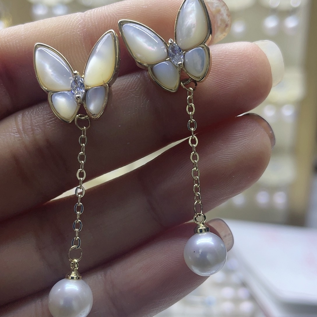 淡水珍珠耳饰银S925镶嵌