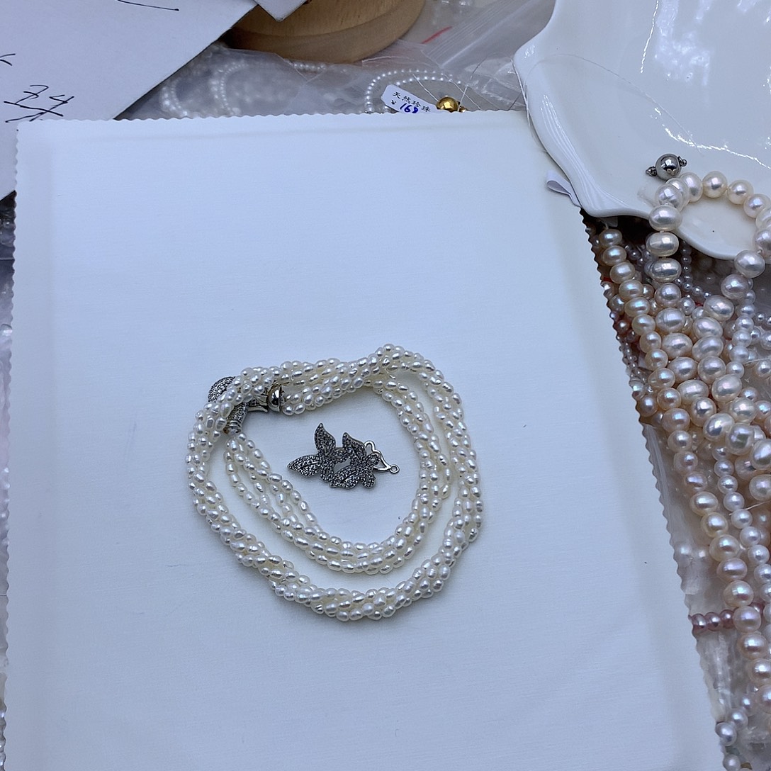 淡水珍珠银S925镶嵌颈饰