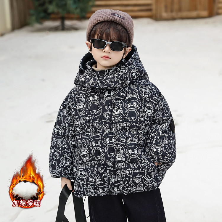男童冬季棉服儿童棉衣2025新款男宝冬季保暖加厚棉袄潮