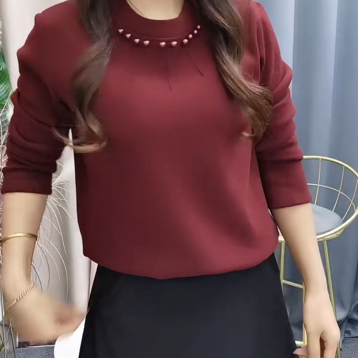 2567 女士加绒加厚洋气百搭绒衫 QQ