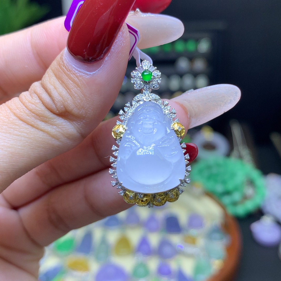 翡翠颈饰18K金镶嵌天然