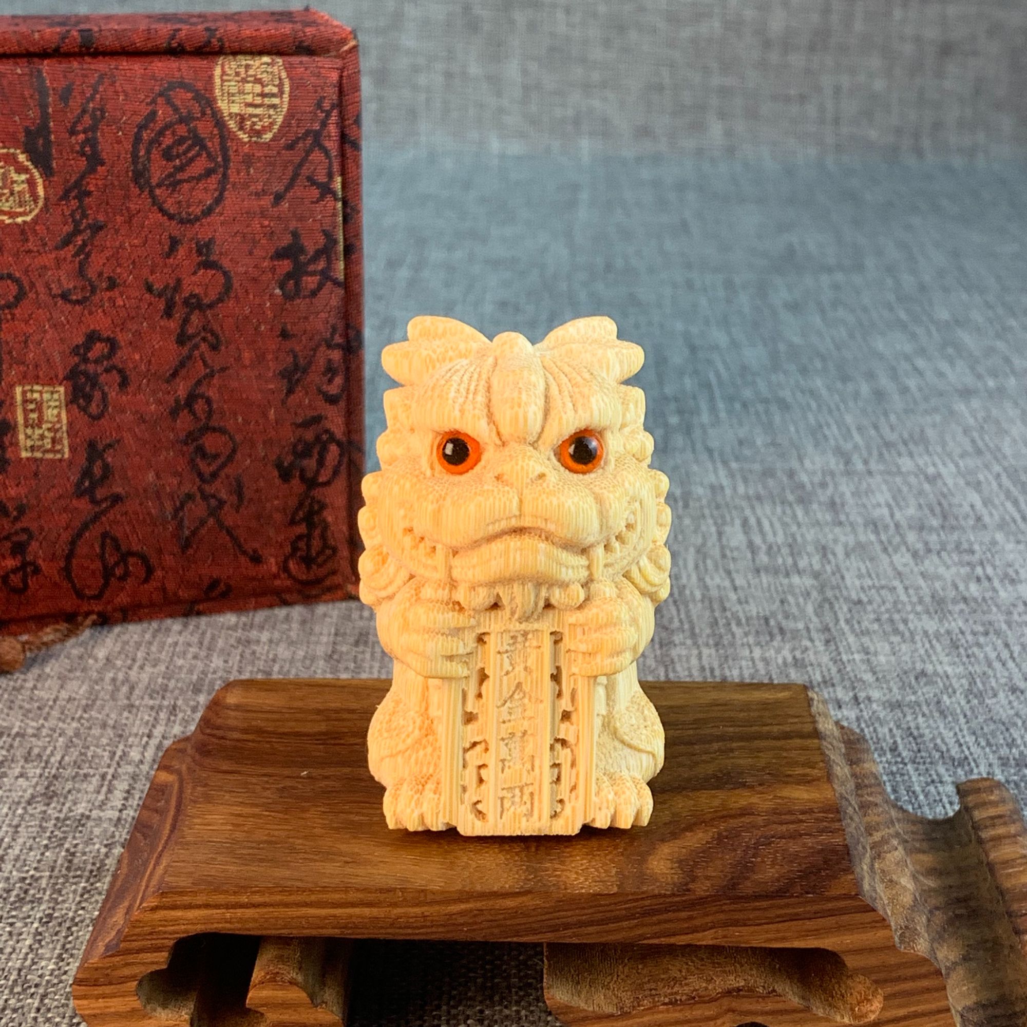 实心竹 黄金万两 狮子 摆件