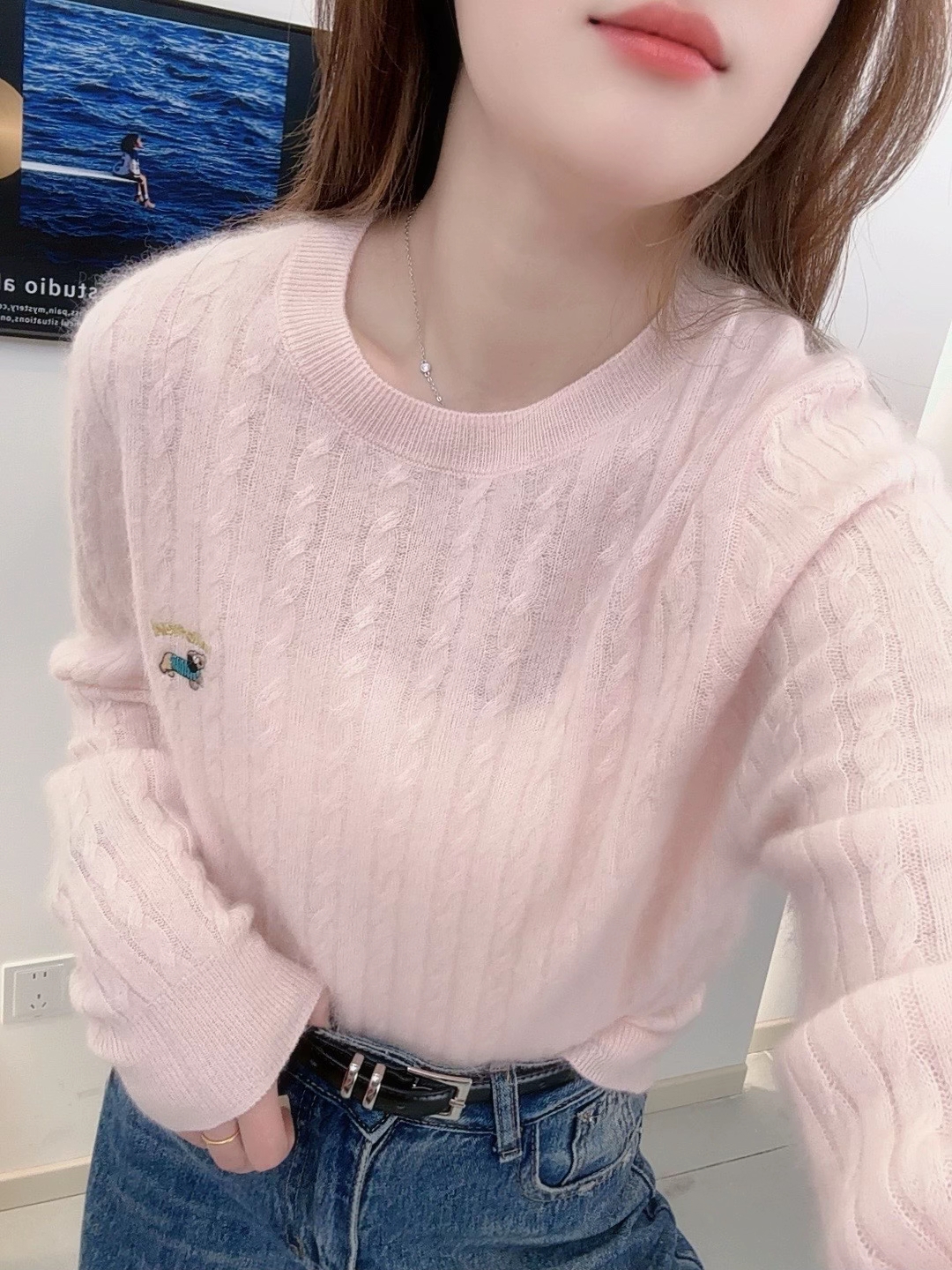 25冬季新款 羊绒羊毛拉绒刺绣套头衫-6630