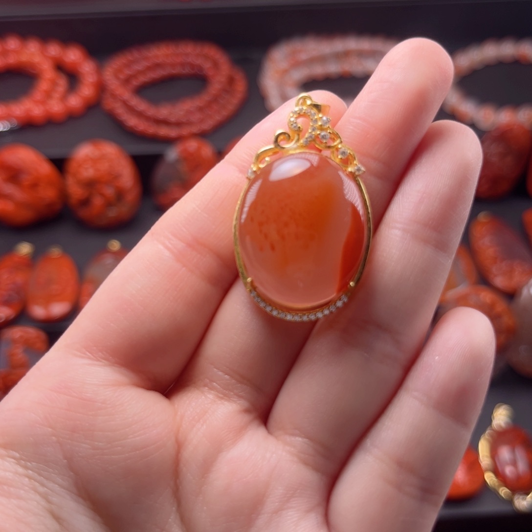 南红玛瑙南红银S925镶嵌