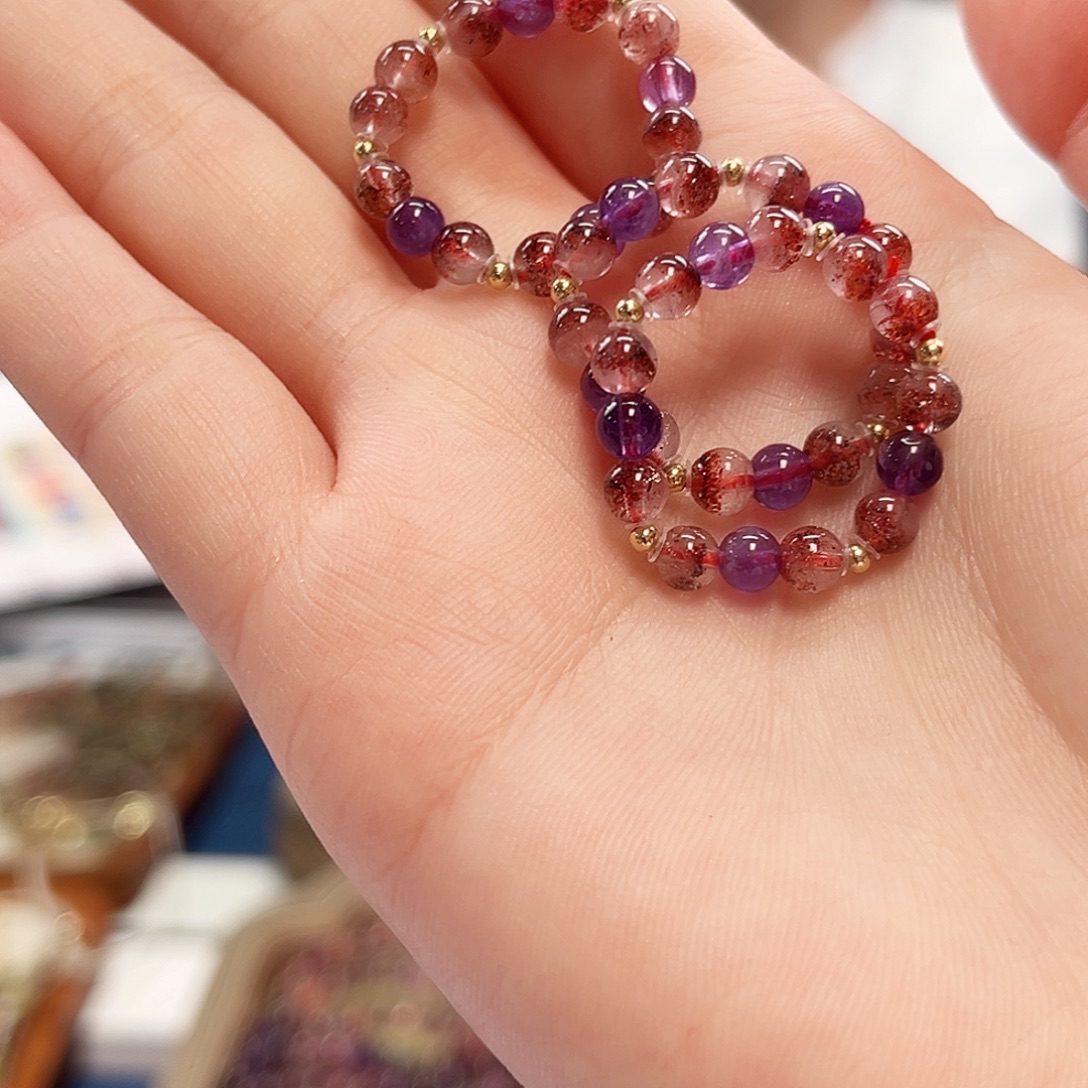 水晶手串未镶嵌金草莓4m（多样式发一）