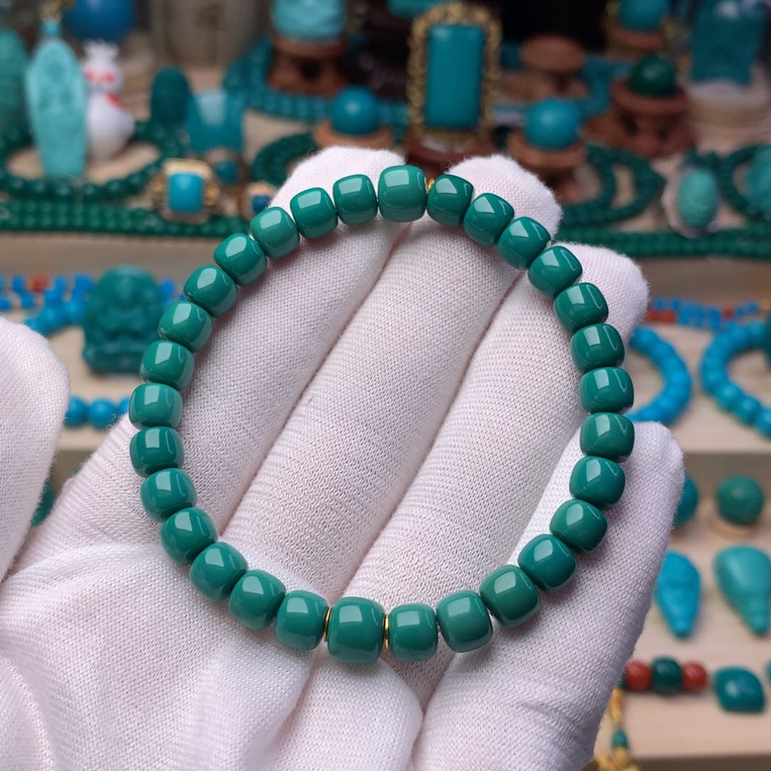 绿松石珠宝奇石未镶嵌精品单圈6.5m m