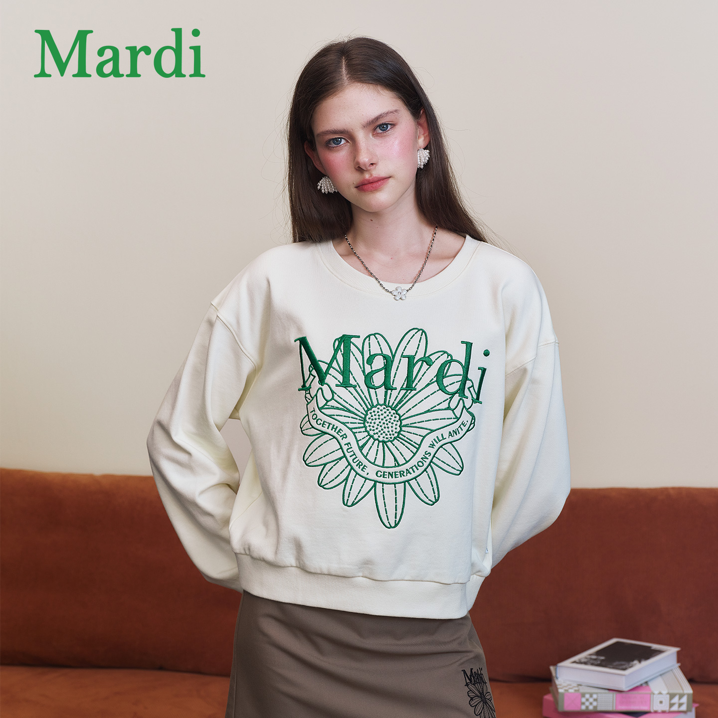 Mardi圆领百搭休闲印花卫衣女时尚套头长袖上衣MWY2532087&GYY