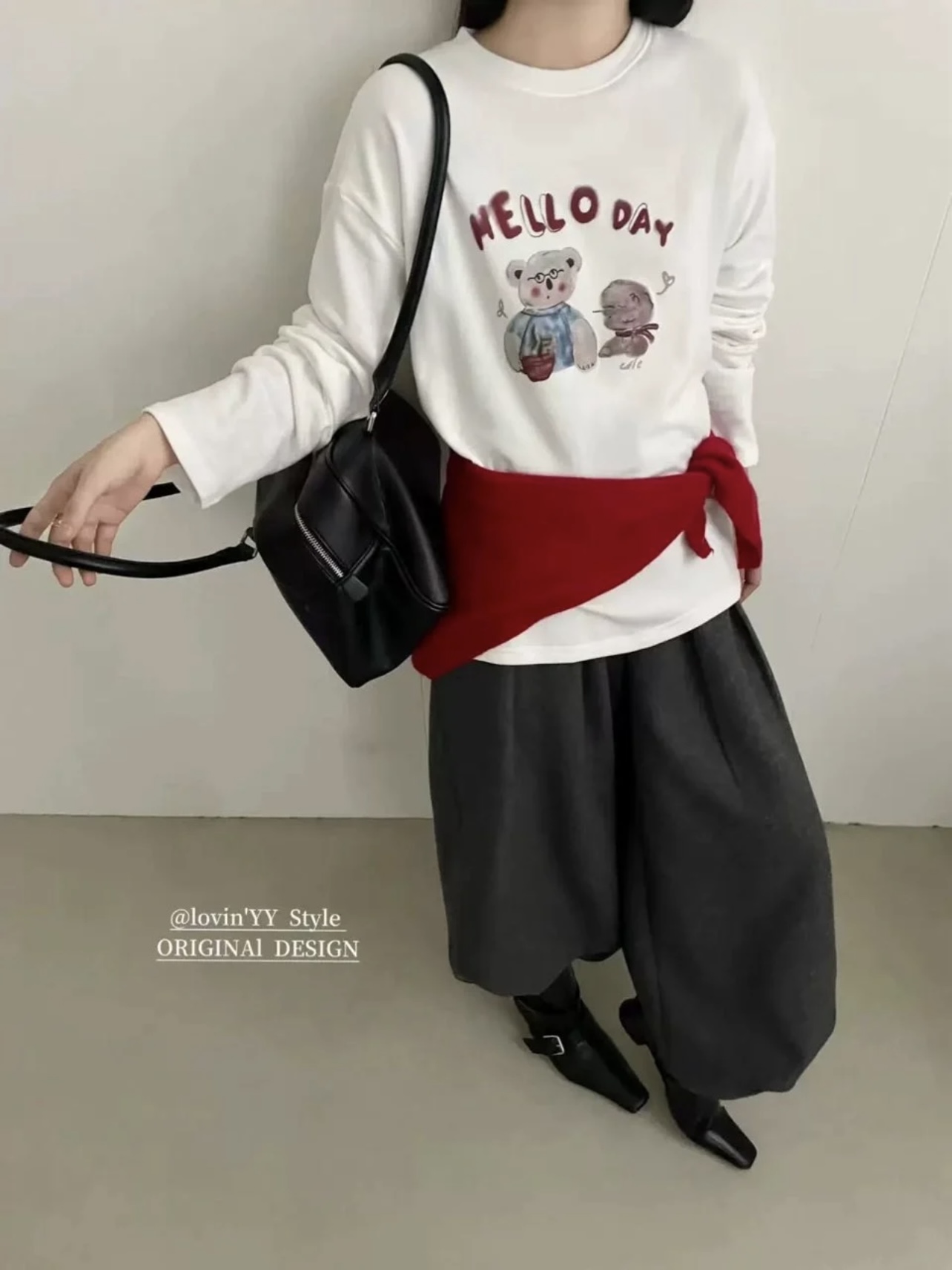 加绒！韩版秋冬减龄小熊T恤上衣2025新款时尚高级打底衫T恤上衣