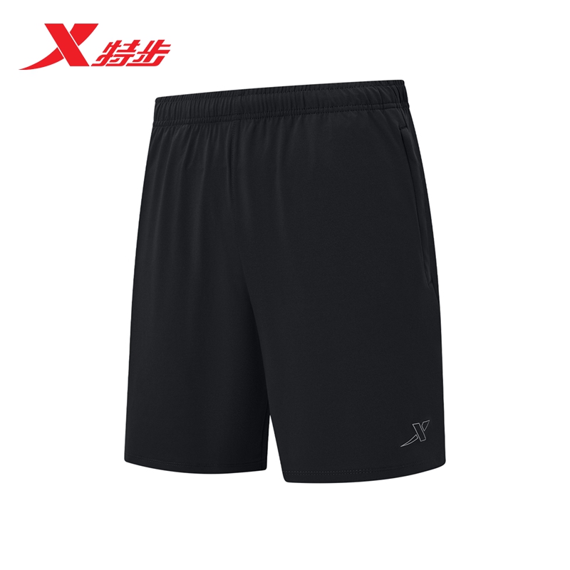 特步男子针织短裤舒适透气吸湿排汗收纳口袋弹力户外休闲健身跑步