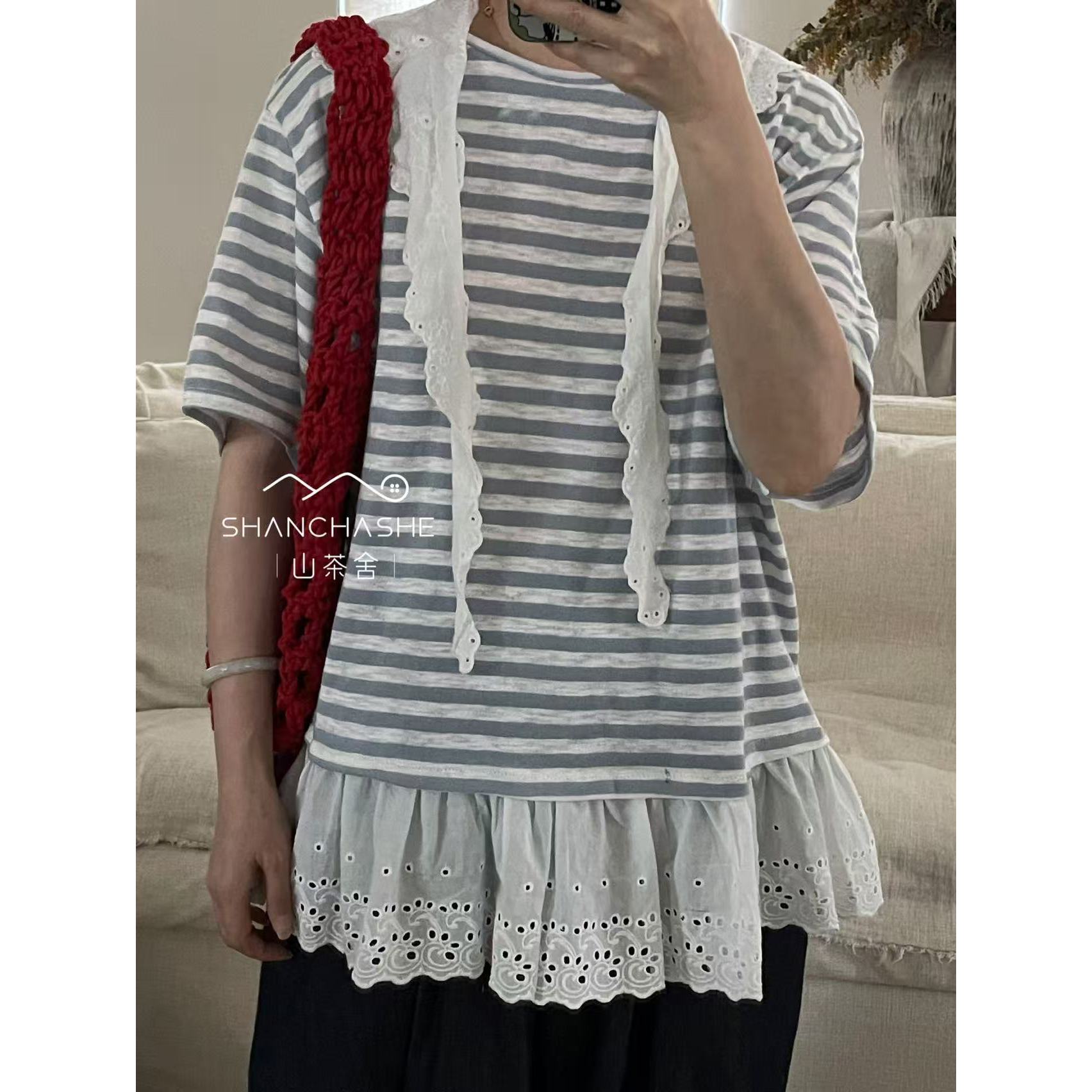 叨叨推荐款#SCS#6980#条纹短袖T恤 FL