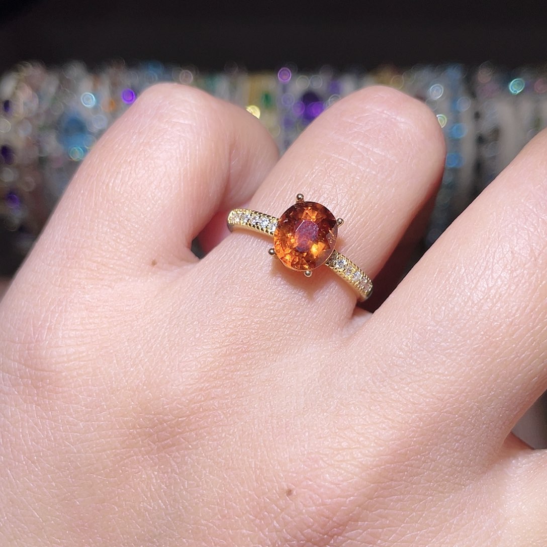 石榴石（芬达石）戒指银S925镶嵌