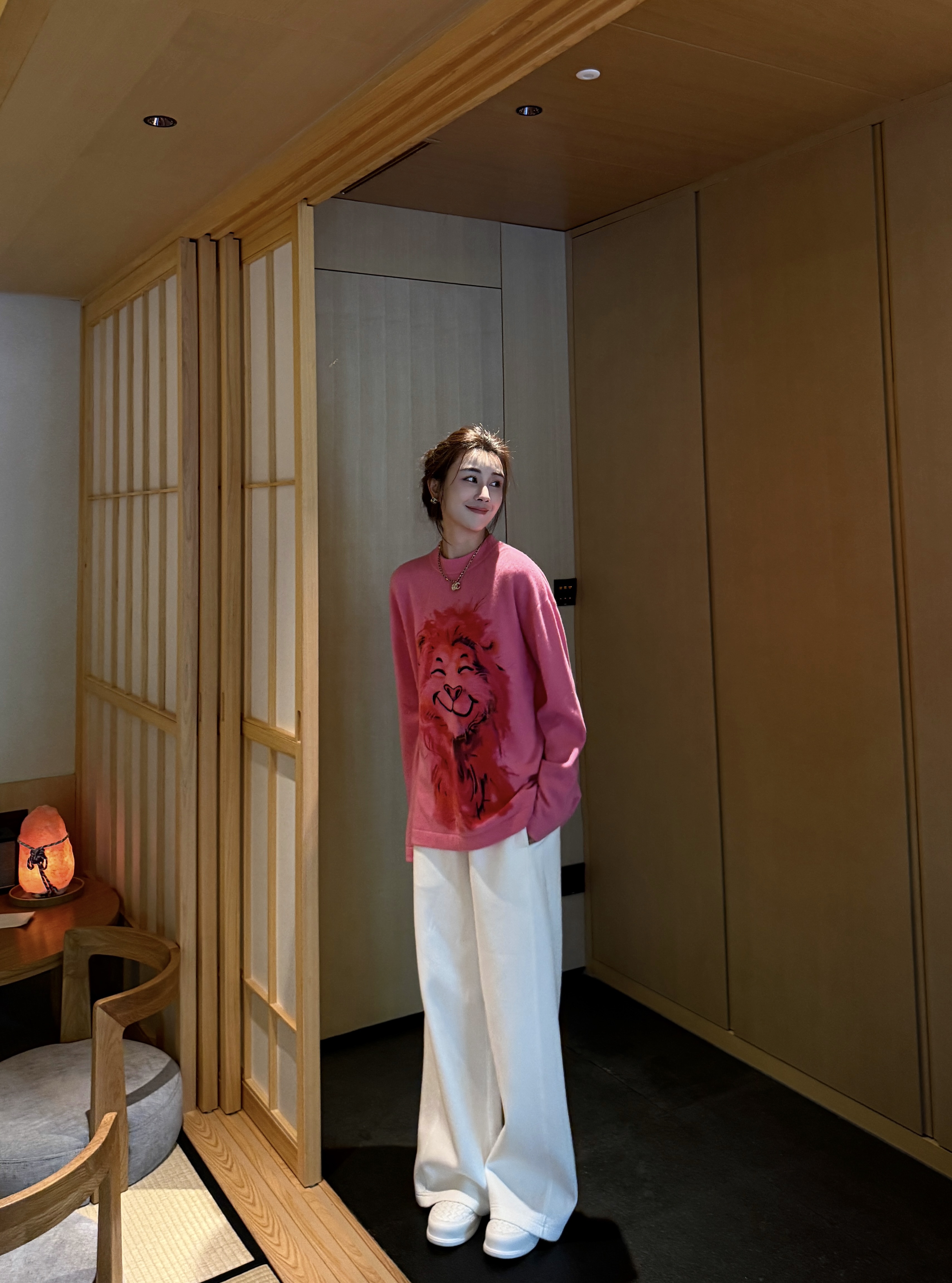 NINGLYNN  STUDIO卡通狮子长袖针织毛衣秋冬宽松显瘦360187