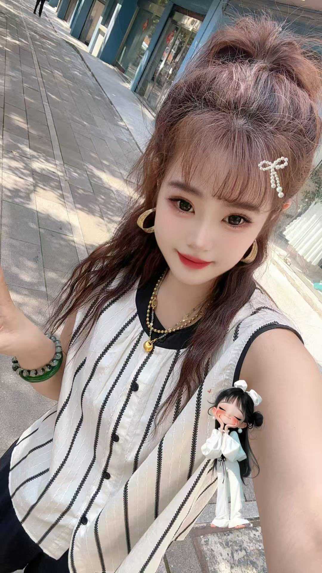 【运费补贴】009高级感条纹薄款无袖衬衫女宽松撞色小个子背心上衣