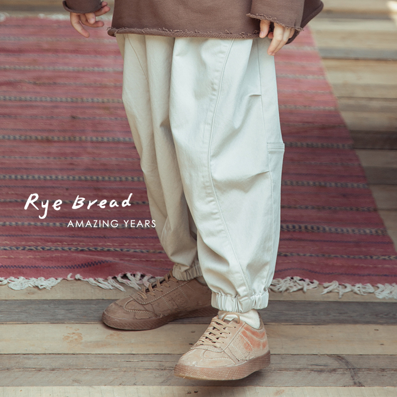 ryebread/黑面包童装 J韩系拼接男中大童宽松束脚休闲裤W4春秋