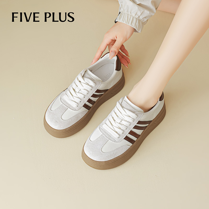FIVE PLUS德训鞋女2025年秋季新款百搭时尚厚底增高运动舒适板鞋
