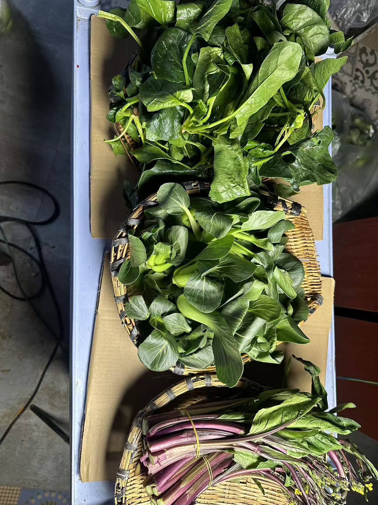 安陆打霜小白菜1.5斤+菠菜1.5斤+紫菜苔2斤(包邮) 