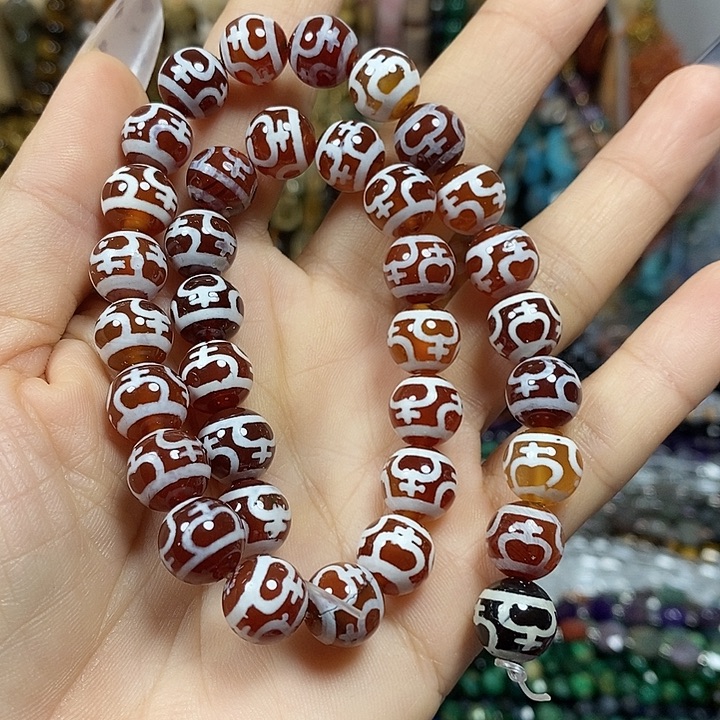 玛瑙/玉髓未镶嵌珠宝半成品玛瑙天珠卡10mm