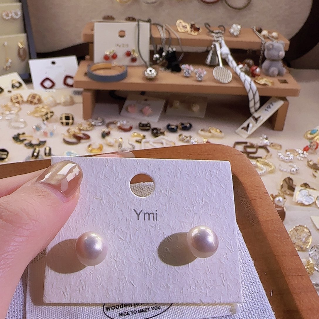 仿珍珠铜合金925银耳钉